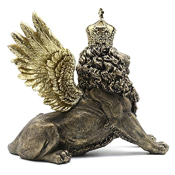 Amazon.co.jp: Lukitas 豪華な金色の獅子の彫像と翼を持ち、皇冠